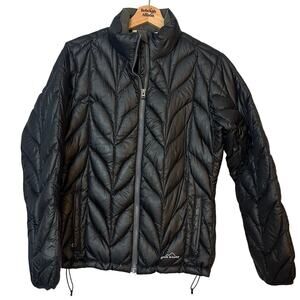 Eddie Bauer Goose Down Black Puffer Jacket Women's Size Small GUC